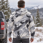 Elk Hunting Snow Brush Fleece Full-Zip Hoodie back
