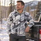 Elk Hunting Snow Brush Fleece Full-Zip Hoodie angled view
