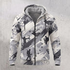Elk Hunting Snow Brush Fleece Full-Zip Hoodie front