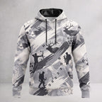 Elk Hunting Snow Brush Field Pullover Hoodie front
