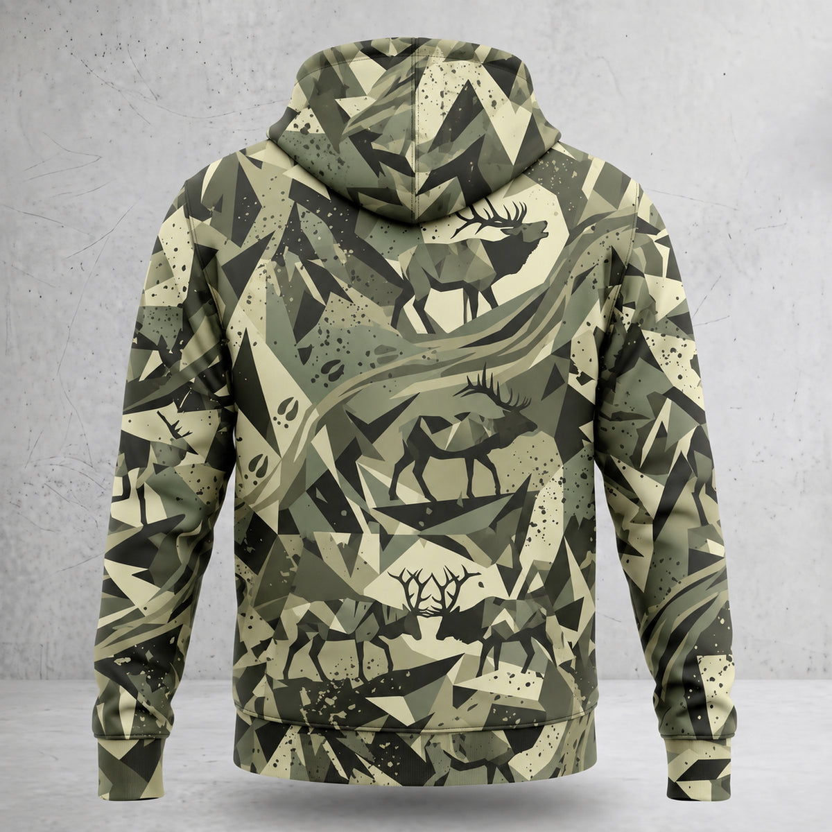 Elk Hunting Sage Shard Field Pullover Hoodie back