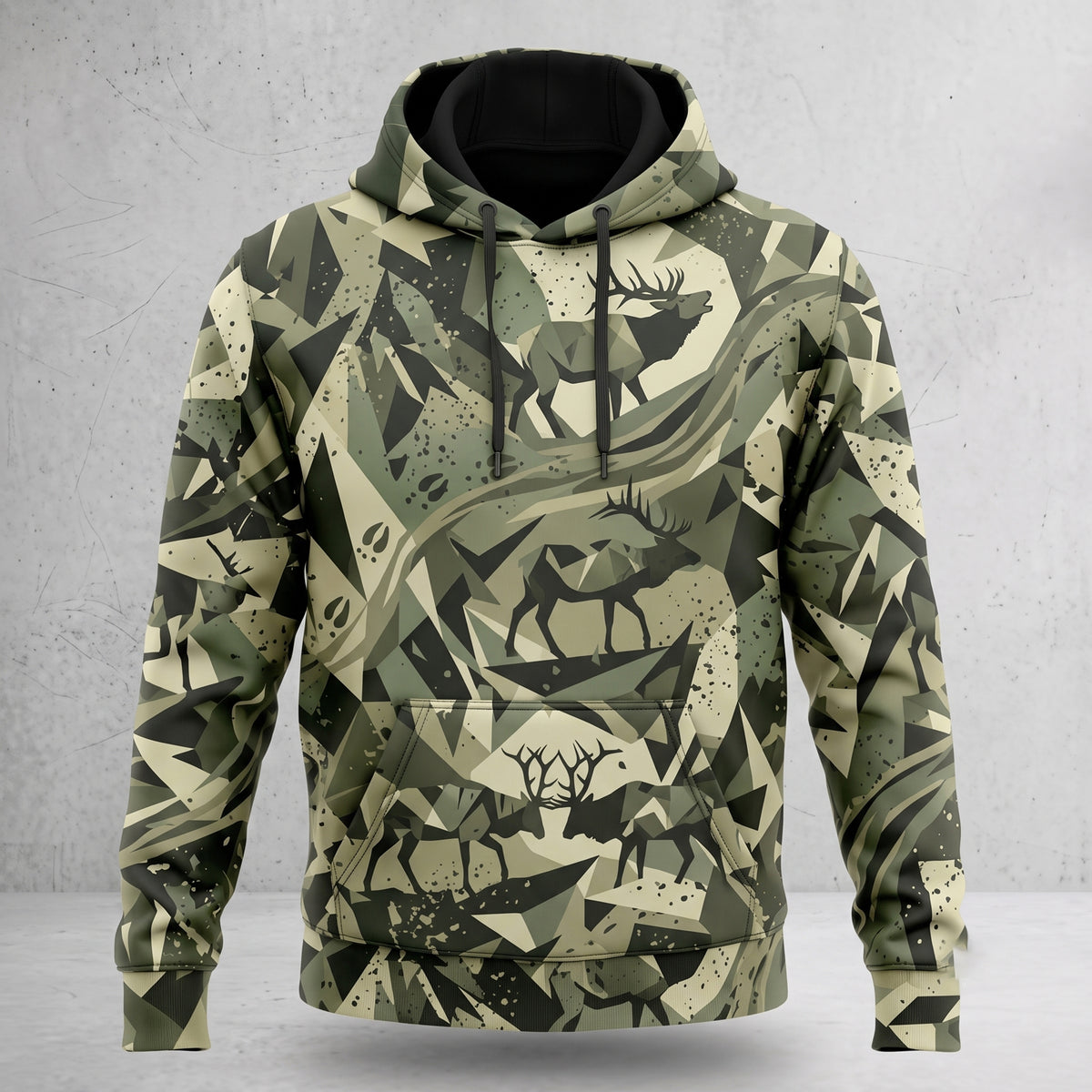 Elk Hunting Sage Shard Field Pullover Hoodie front