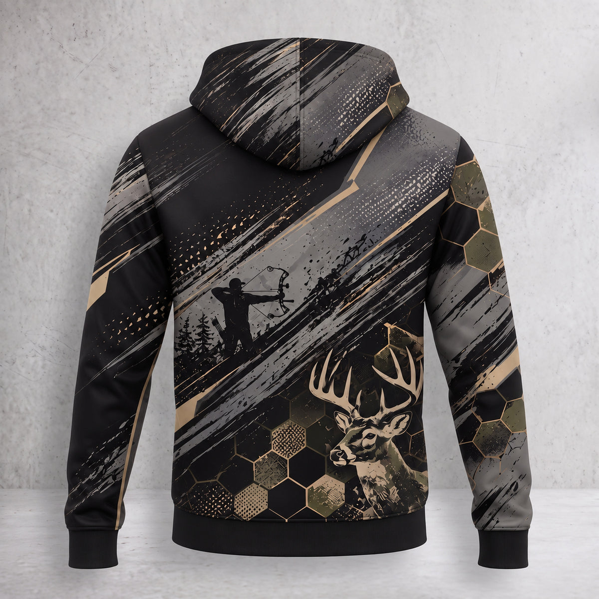 Whitetail Deer Night Brush Fleece Full-Zip Hoodie back