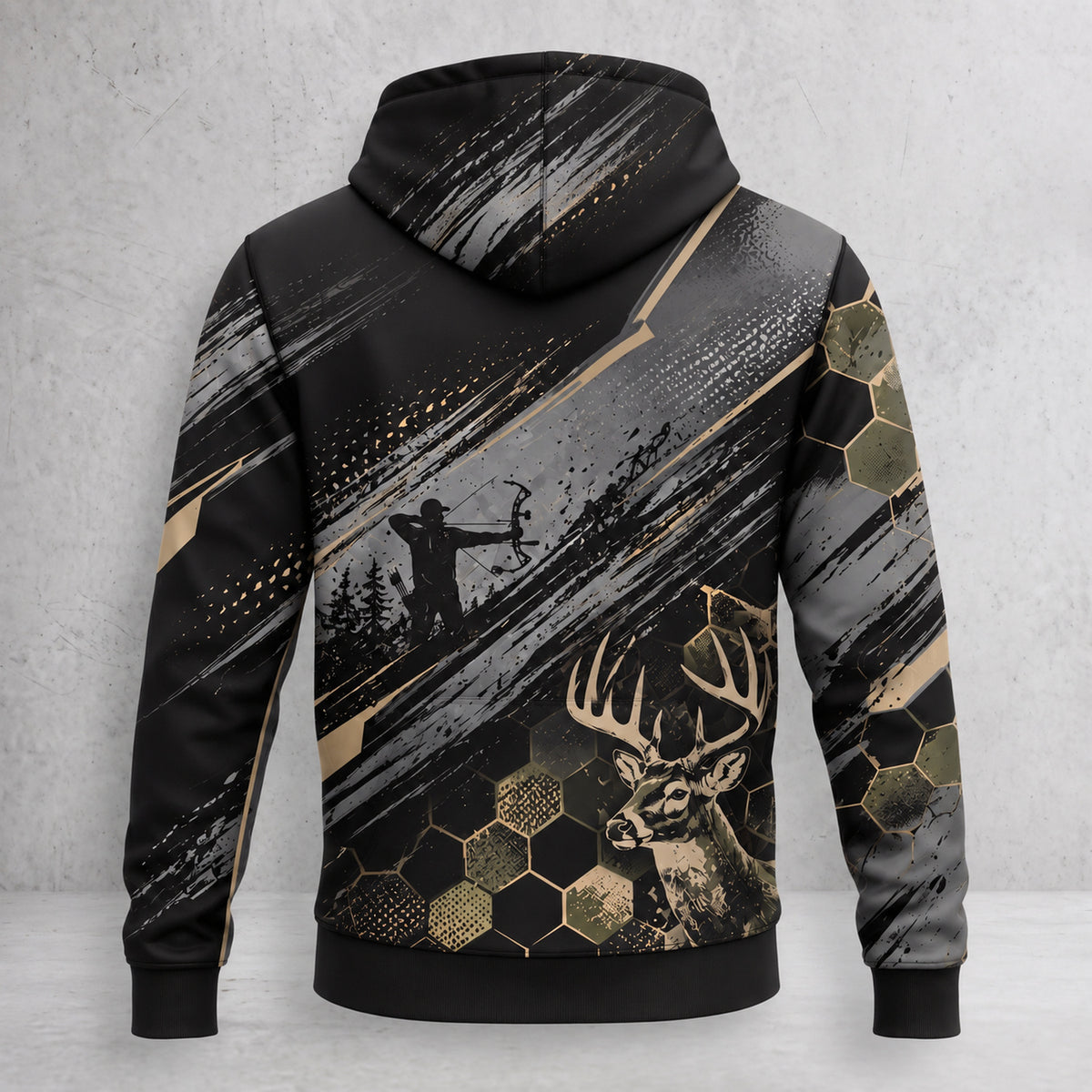 Whitetail Deer Night Brush Field Pullover Hoodie back