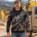 Whitetail Deer Night Brush Field Pullover Hoodie worn outdoors