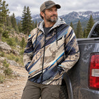 Whitetail Deer Shard Ridge Fleece Full-Zip Hoodie angled view