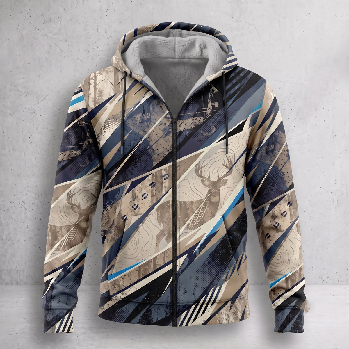 Whitetail Deer Shard Ridge Fleece Full-Zip Hoodie front