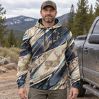 Whitetail Deer Shard Ridge Field Pullover Hoodie worn outdoors