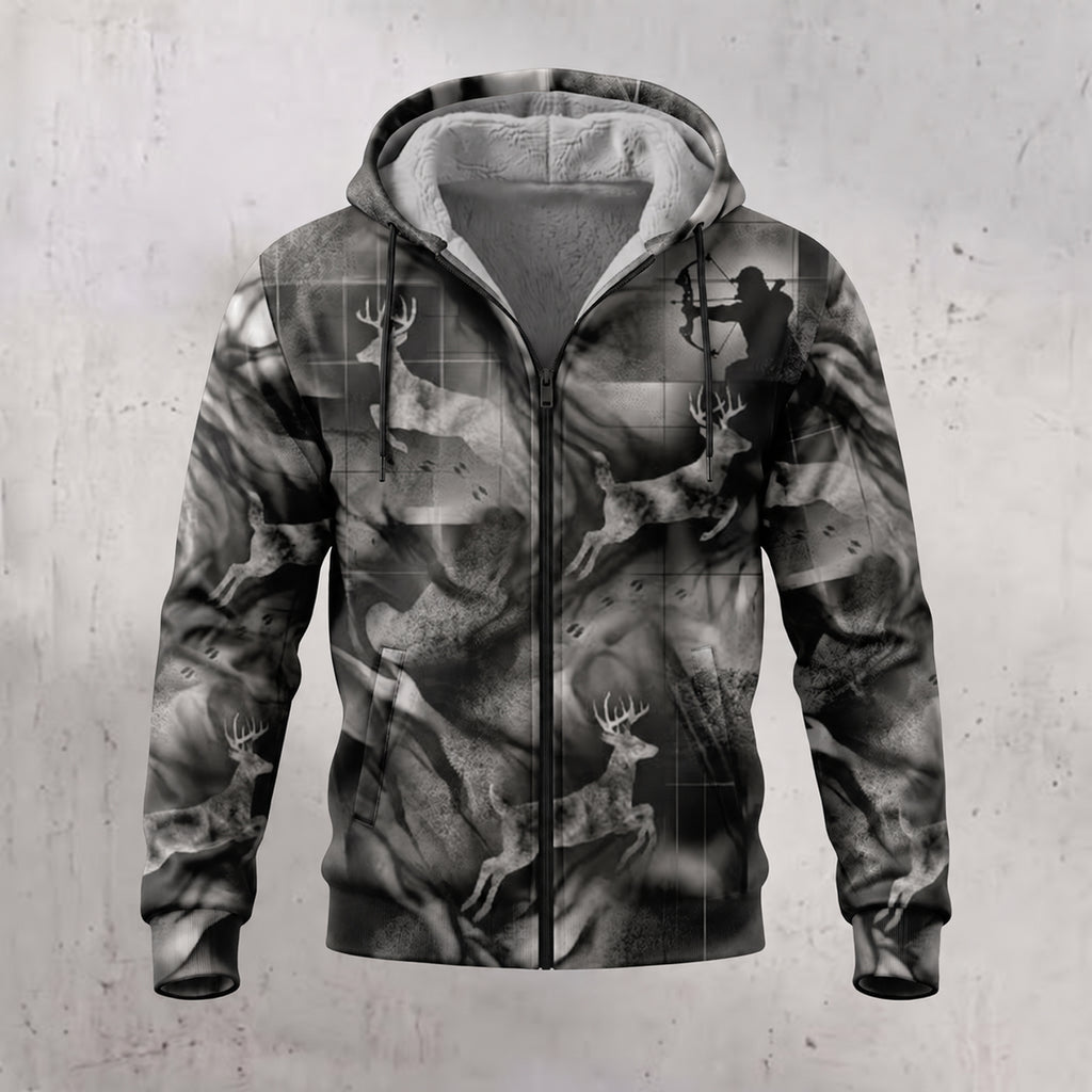 Whitetail Deer Smoke Run Fleece Full-Zip Hoodie front