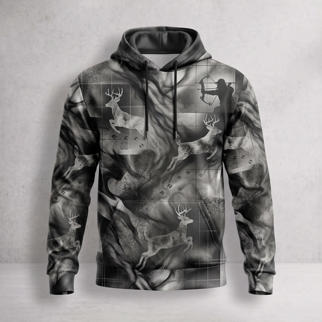Whitetail Deer Smoke Run Field Pullover Hoodie front