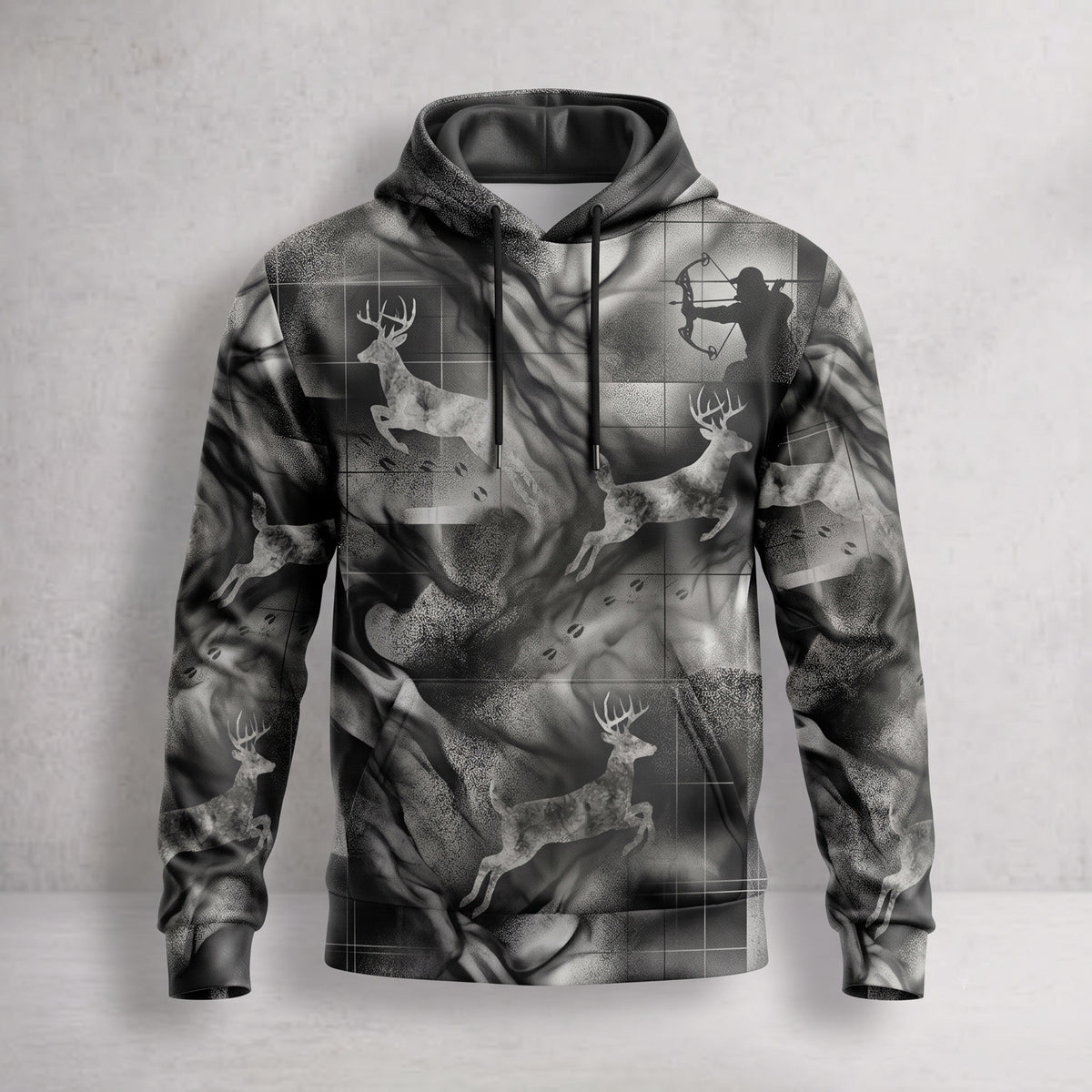 Whitetail Deer Smoke Run Field Pullover Hoodie front