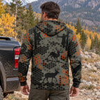 Whitetail Deer Rust Comb Fleece Full-Zip Hoodie back