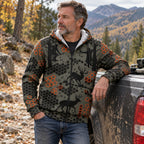 Whitetail Deer Rust Comb Fleece Full-Zip Hoodie angled view