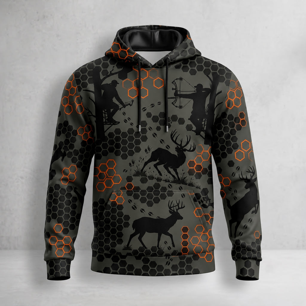 Whitetail Deer Rust Comb Field Pullover Hoodie front