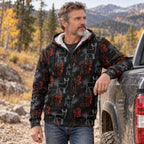 Whitetail Deer Line Icon Fleece Full-Zip Hoodie angled view