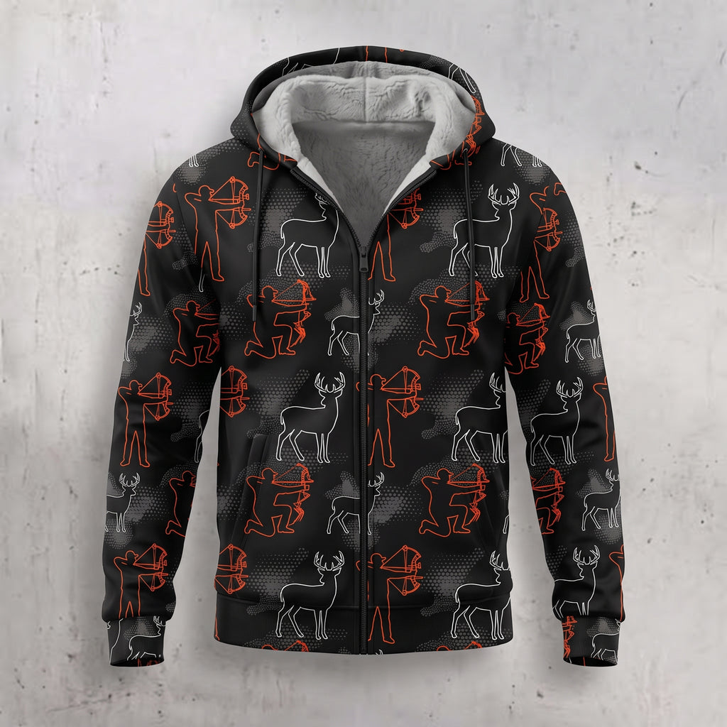Whitetail Deer Line Icon Fleece Full-Zip Hoodie front