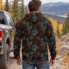 Whitetail Deer Line Icon Field Pullover Hoodie back