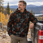 Whitetail Deer Line Icon Field Pullover Hoodie angled view