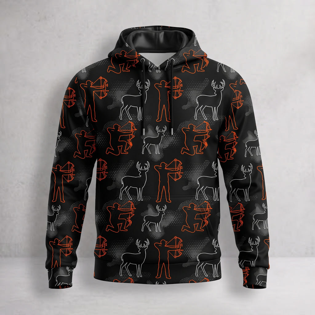Whitetail Deer Line Icon Field Pullover Hoodie front