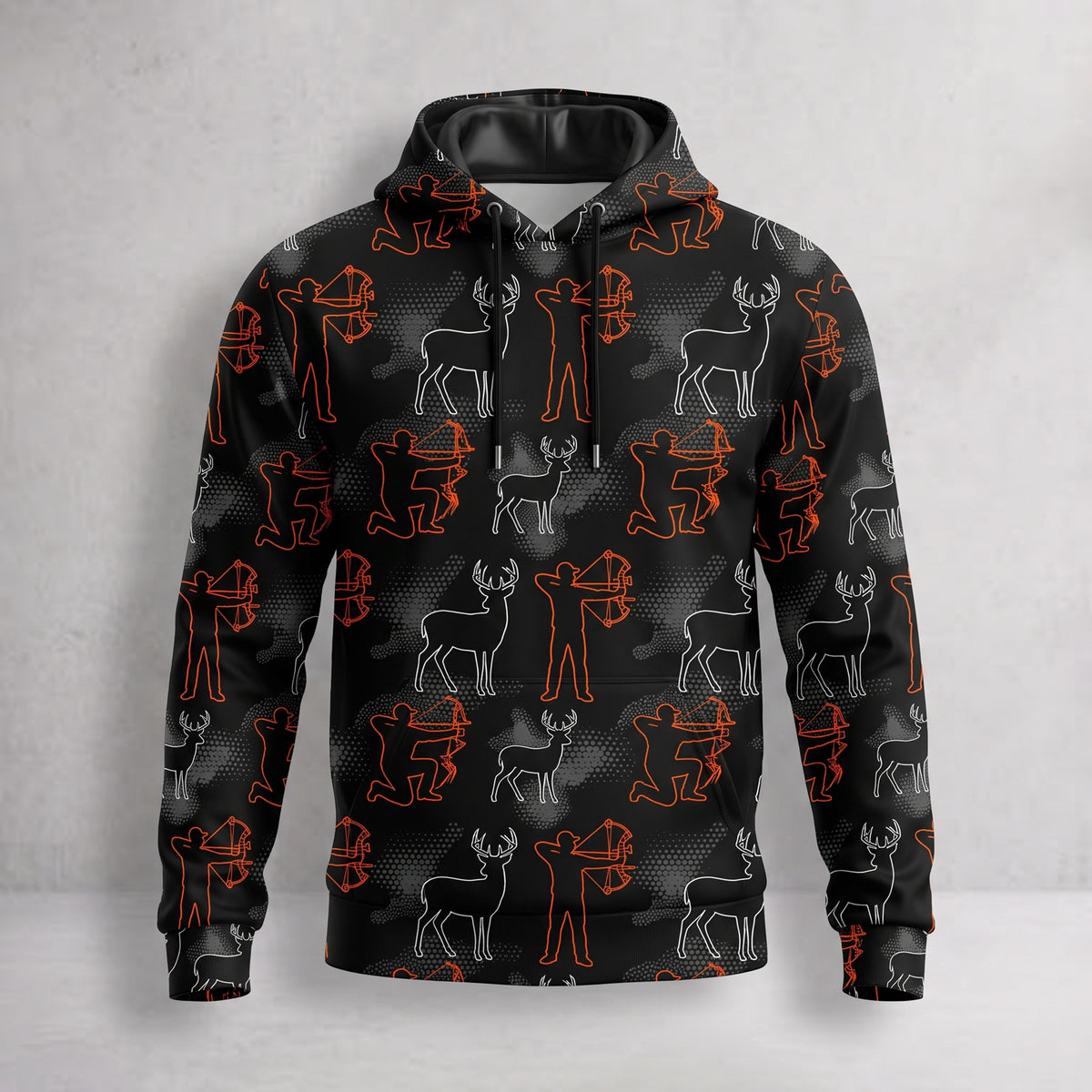 Whitetail Deer Line Icon Field Pullover Hoodie front