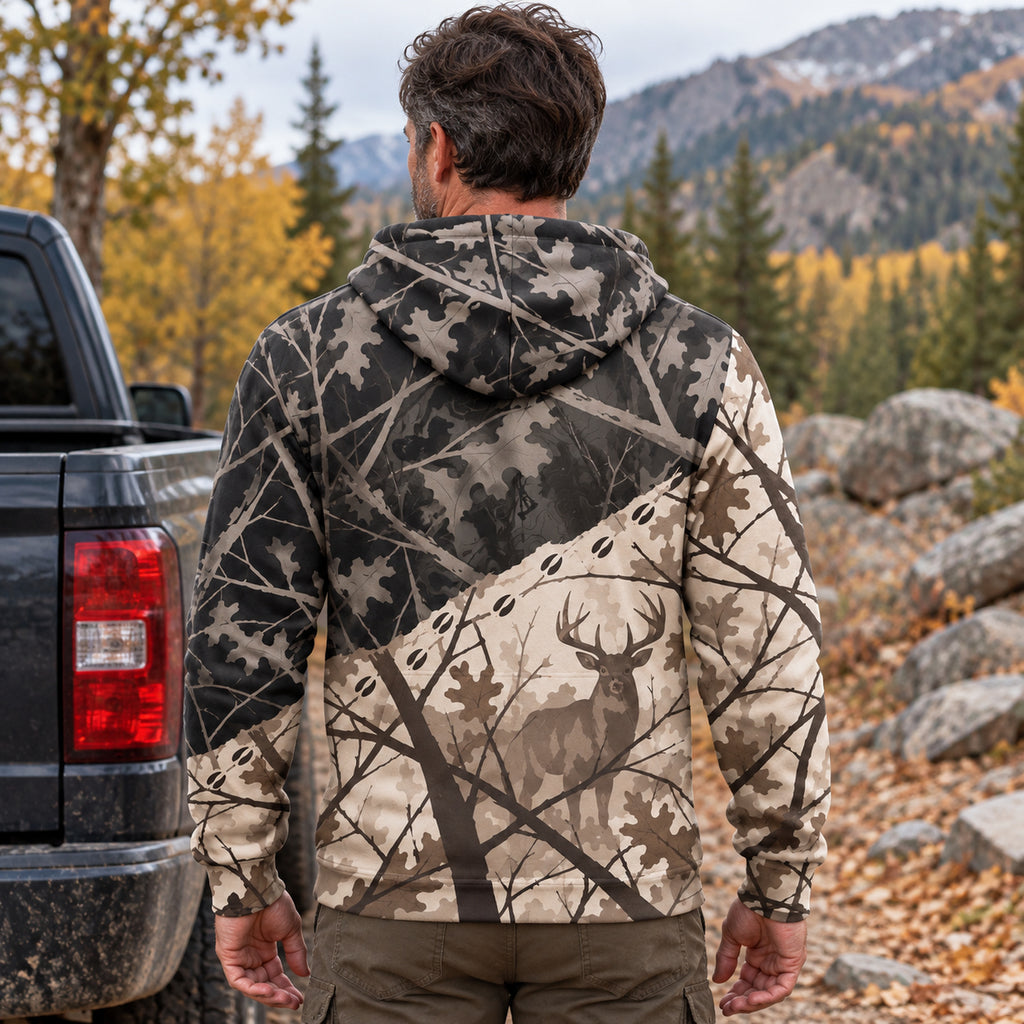 Whitetail Deer Thicket Veil Fleece Full-Zip Hoodie back
