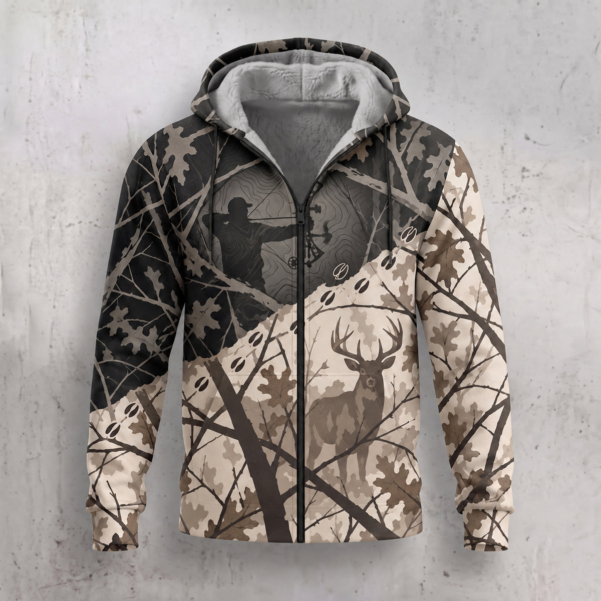 Whitetail Deer Thicket Veil Fleece Full-Zip Hoodie front