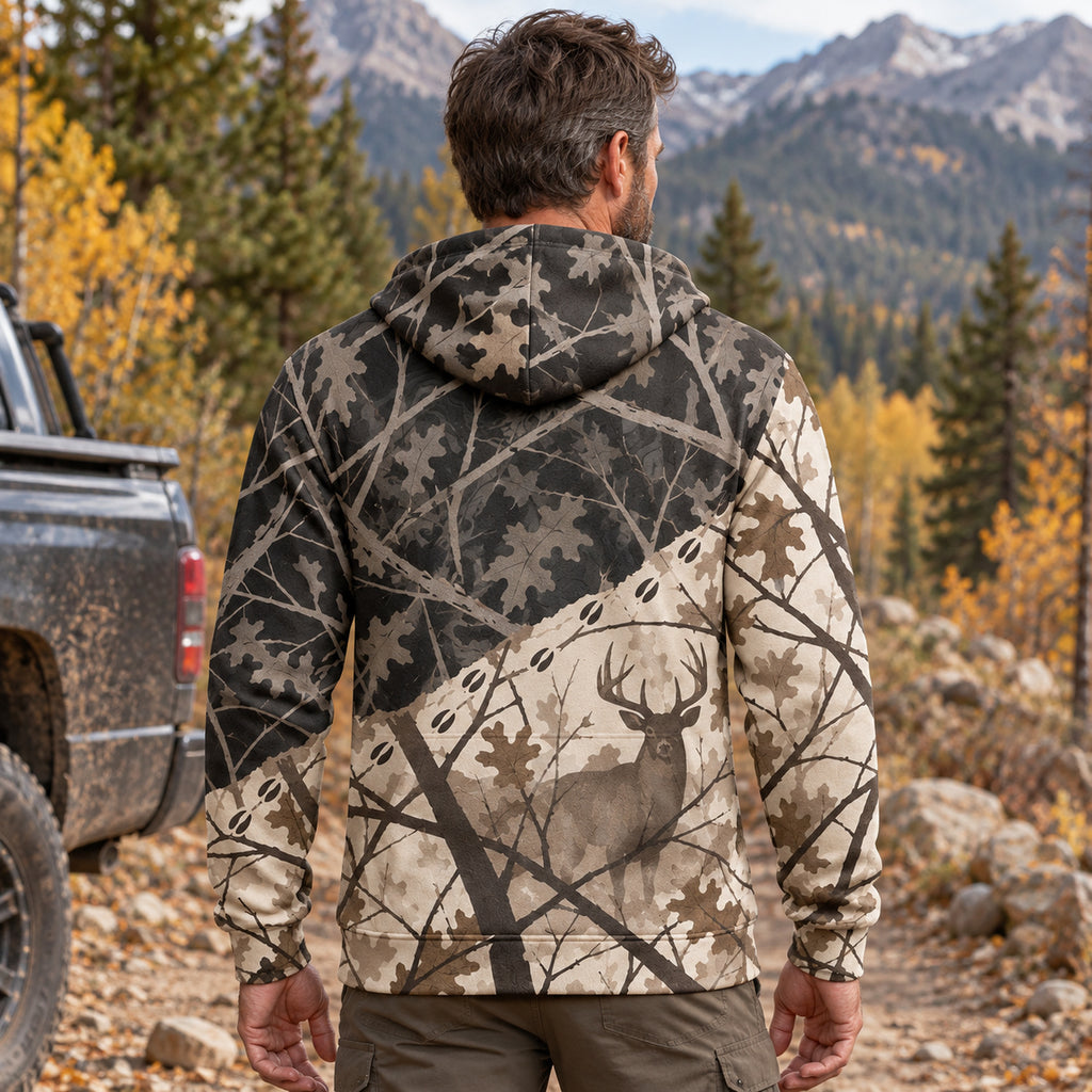 Whitetail Deer Thicket Veil Field Pullover Hoodie back
