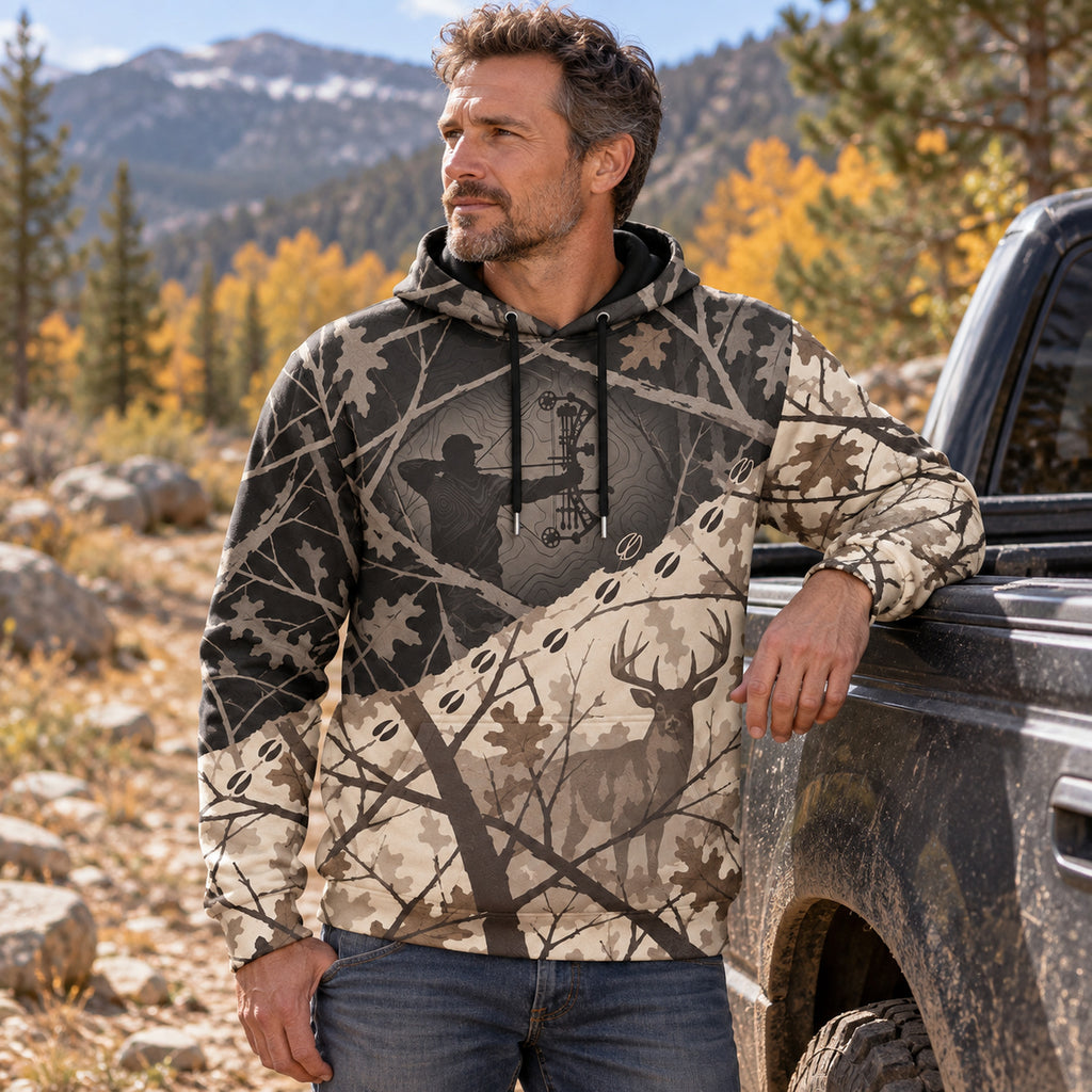 Whitetail Deer Thicket Veil Field Pullover Hoodie angled view