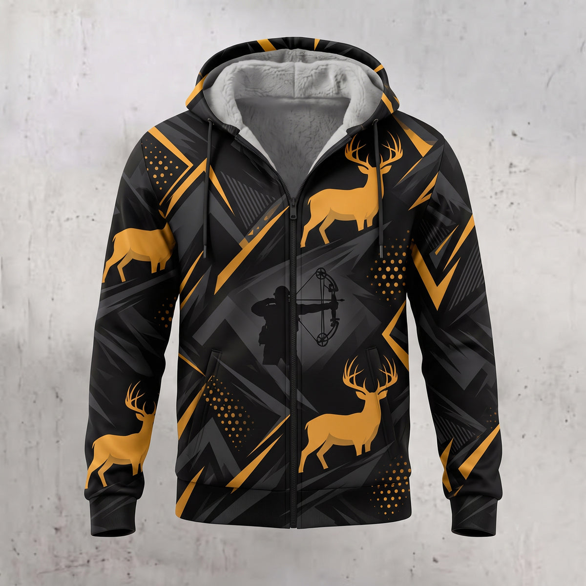 Whitetail Deer Gold Bolt Fleece Full-Zip Hoodie front