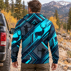 Whitetail Deer Neon Circuit Fleece Full-Zip Hoodie back