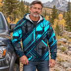 Whitetail Deer Neon Circuit Fleece Full-Zip Hoodie worn outdoors