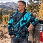 Whitetail Deer Neon Circuit Field Pullover Hoodie angled view