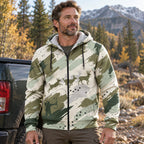 Whitetail Deer Sage Brush Run Fleece Full-Zip Hoodie worn outdoors
