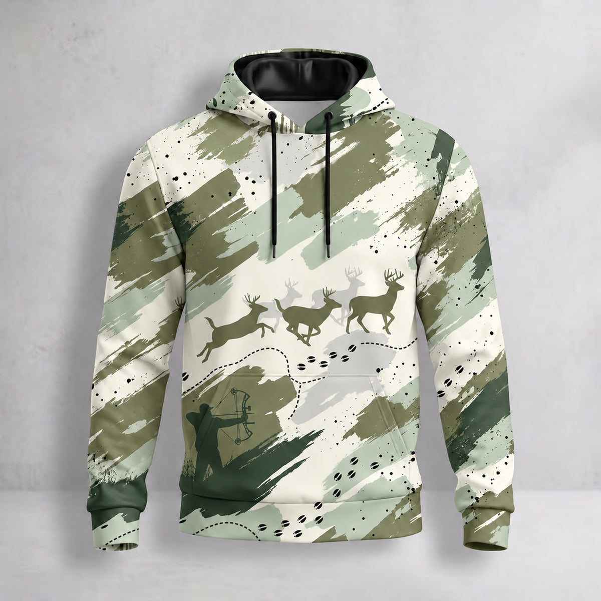 Whitetail Deer Sage Brush Run Field Pullover Hoodie front