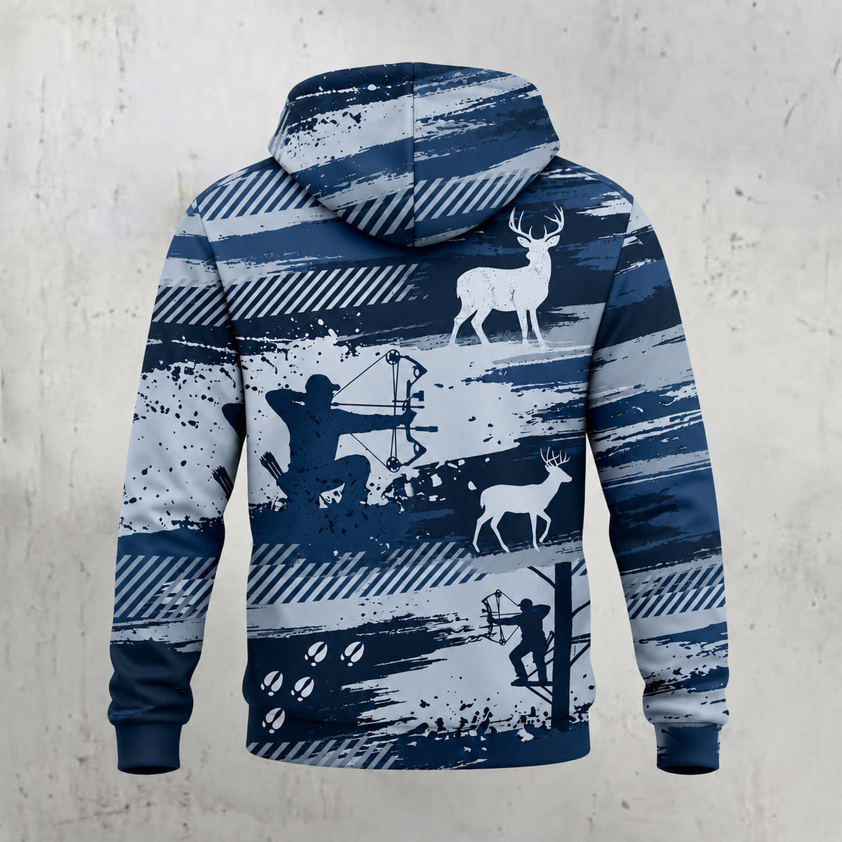 Whitetail Deer Indigo Stand Fleece Full-Zip Hoodie back