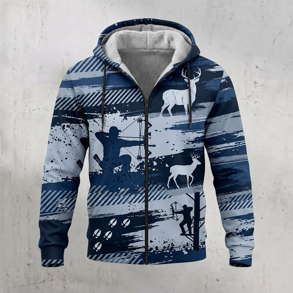Whitetail Deer Indigo Stand Fleece Full-Zip Hoodie front