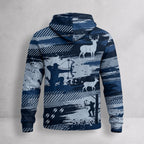 Whitetail Deer Indigo Stand Field Pullover Hoodie back