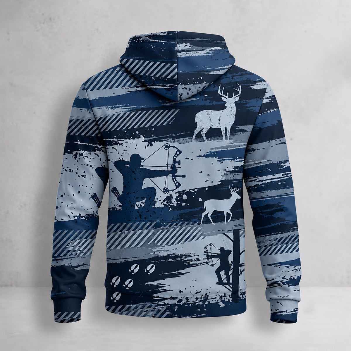 Whitetail Deer Indigo Stand Field Pullover Hoodie back