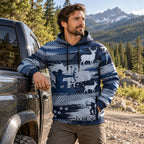 Whitetail Deer Indigo Stand Field Pullover Hoodie angled view