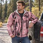 Whitetail Deer Rose Camo Fleece Full-Zip Hoodie angled view