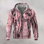 Whitetail Deer Rose Camo Fleece Full-Zip Hoodie front