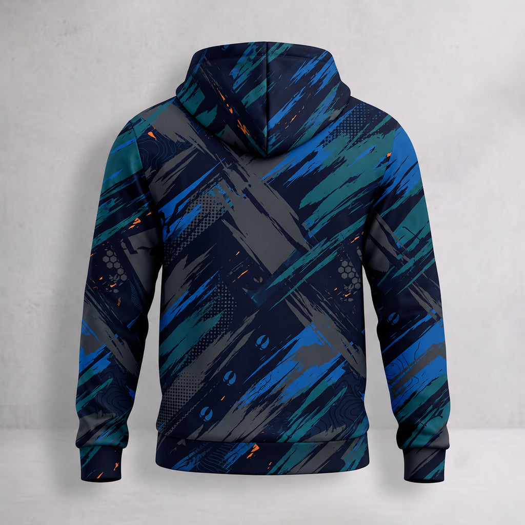 Elk Hunting Blue Slash Field Pullover Hoodie back