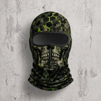 Hex hush skull camo hooded face mask, front view