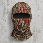 Red claw skull camo hooded face mask front