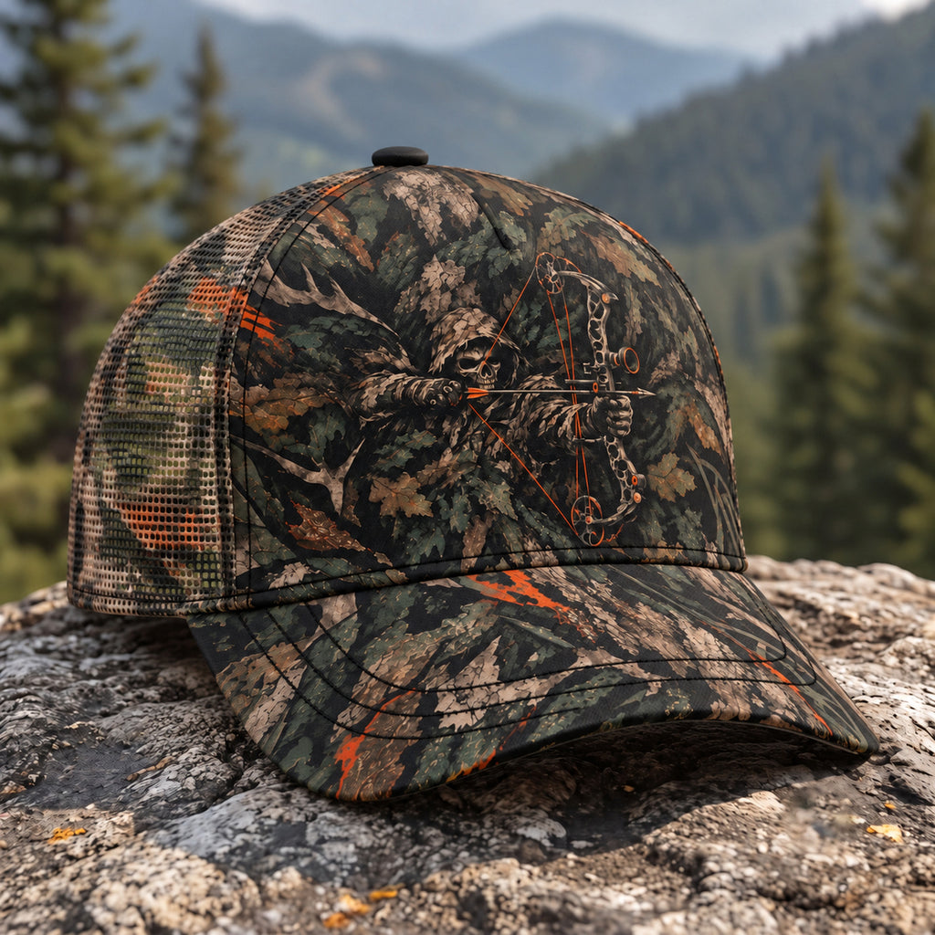 Oak Leaf Reaper Mesh Cap 2.0 side view showing the all-over print mesh