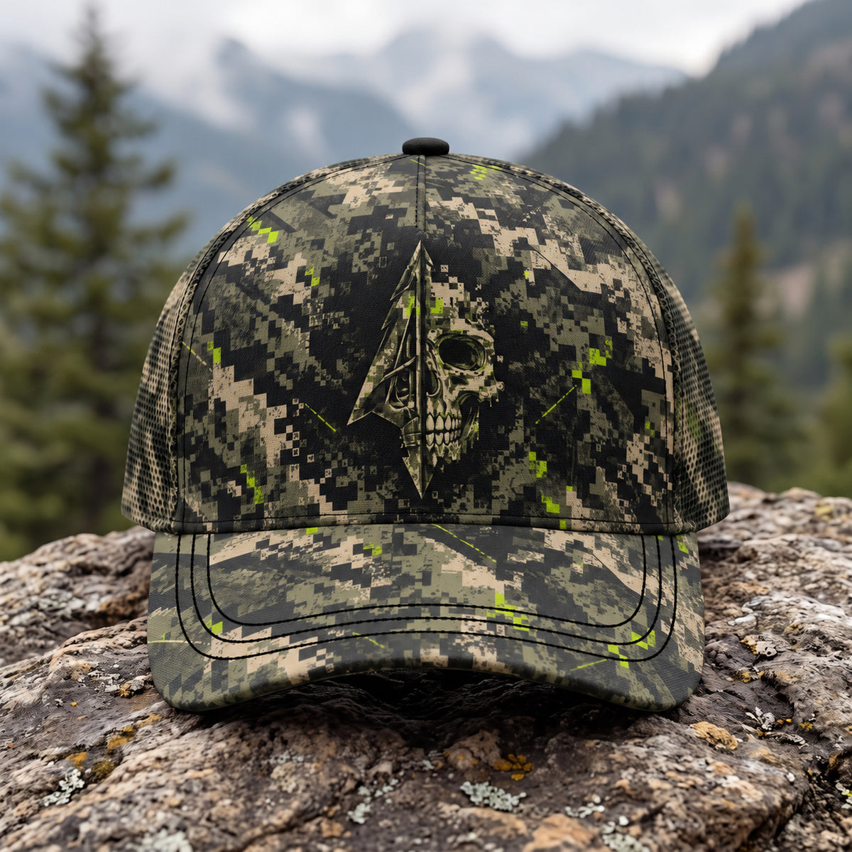 Digital Skull Broadhead Mesh Cap 2.0 front