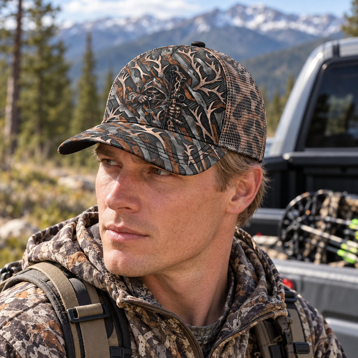 Antler Drift Bowhunt Mesh Cap 2.0 worn outdoors
