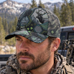 Night Hex Bull Mesh Cap 2.0 worn outdoors