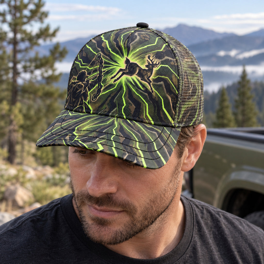 Volt Burst Archer Mesh Cap 2.0 worn outdoors