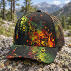 Lava Comb Buck Mesh Cap 2.0 side view showing the all-over print mesh